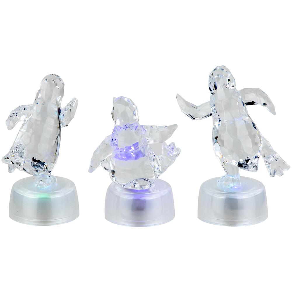 Set of 3 Pre-lit Color Changing Penguin Tabletop Christmas Figurines 4". Picture 6
