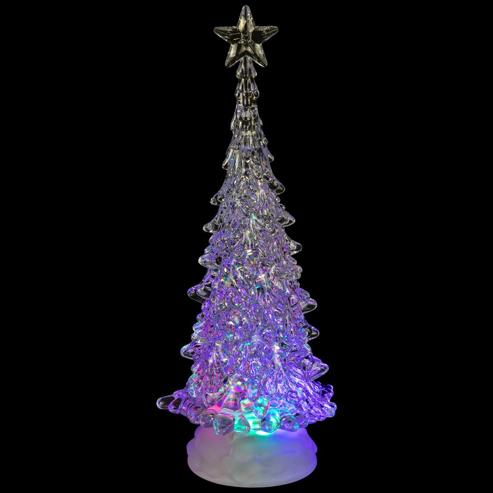 12" LED Multi-Color Lighted Acrylic Christmas Tree Snow Globe. Picture 6