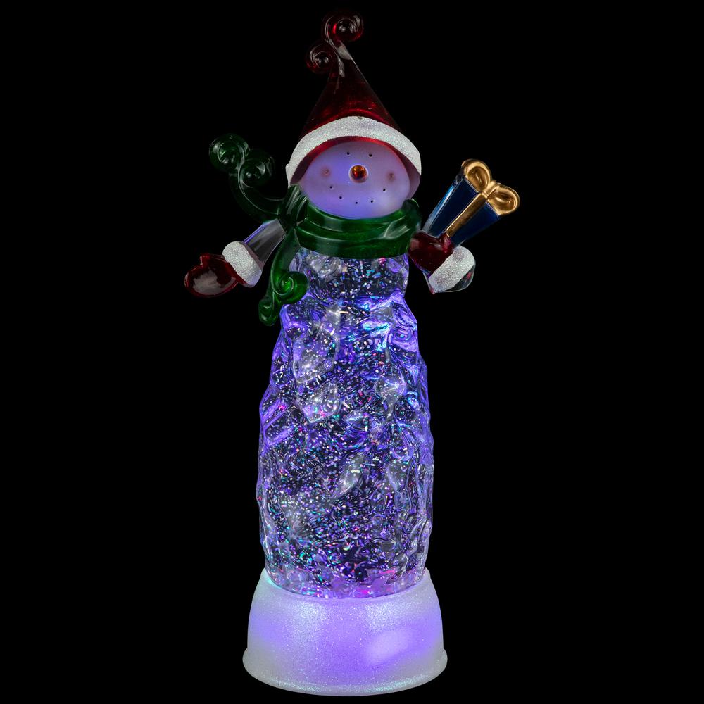 11.5" Pre-lit Snowman Swirling Glitter Christmas Snow Globe. Picture 6