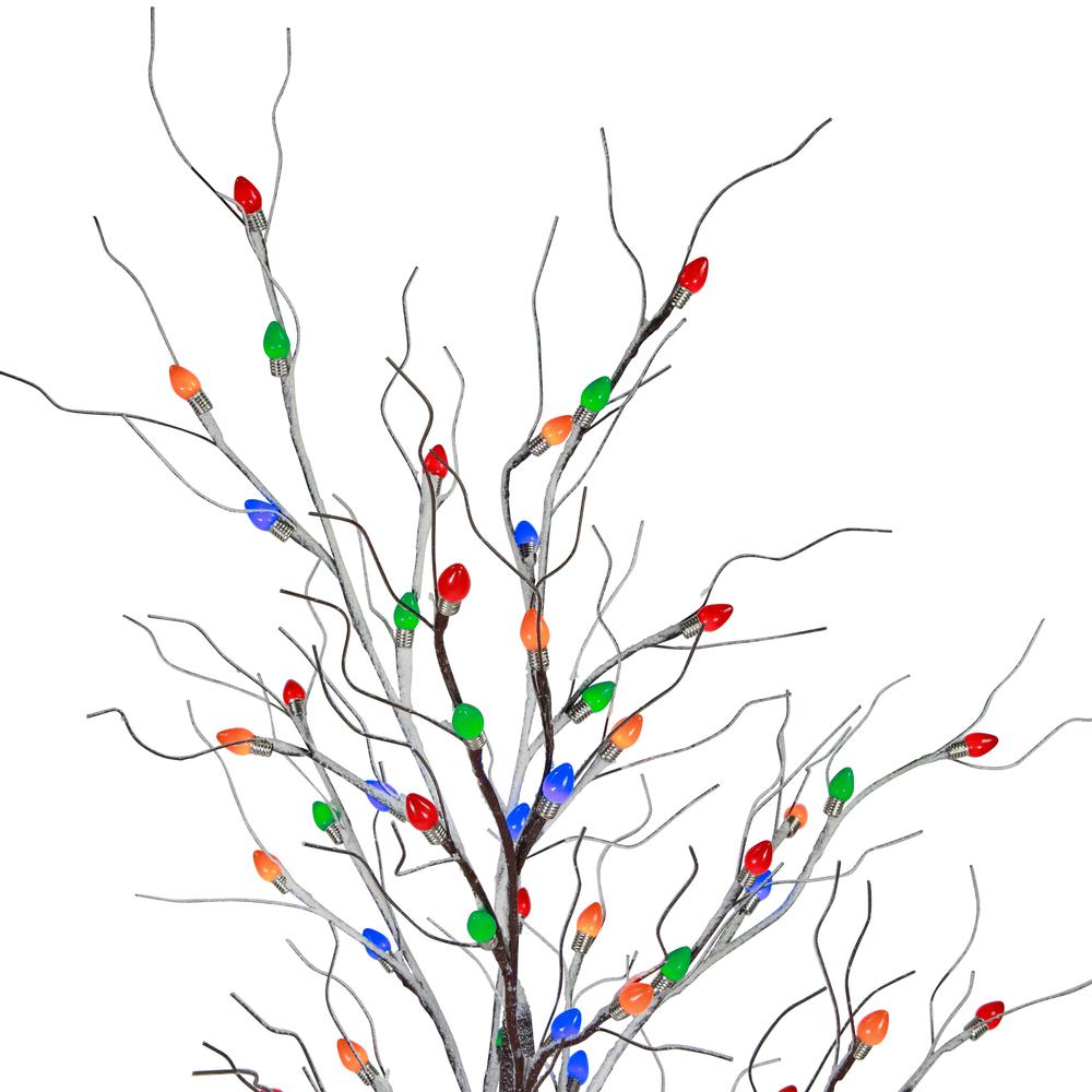 6' Brown LED Lighted Frosted Christmas Twig Tree - Multi-Color lights. Picture 6