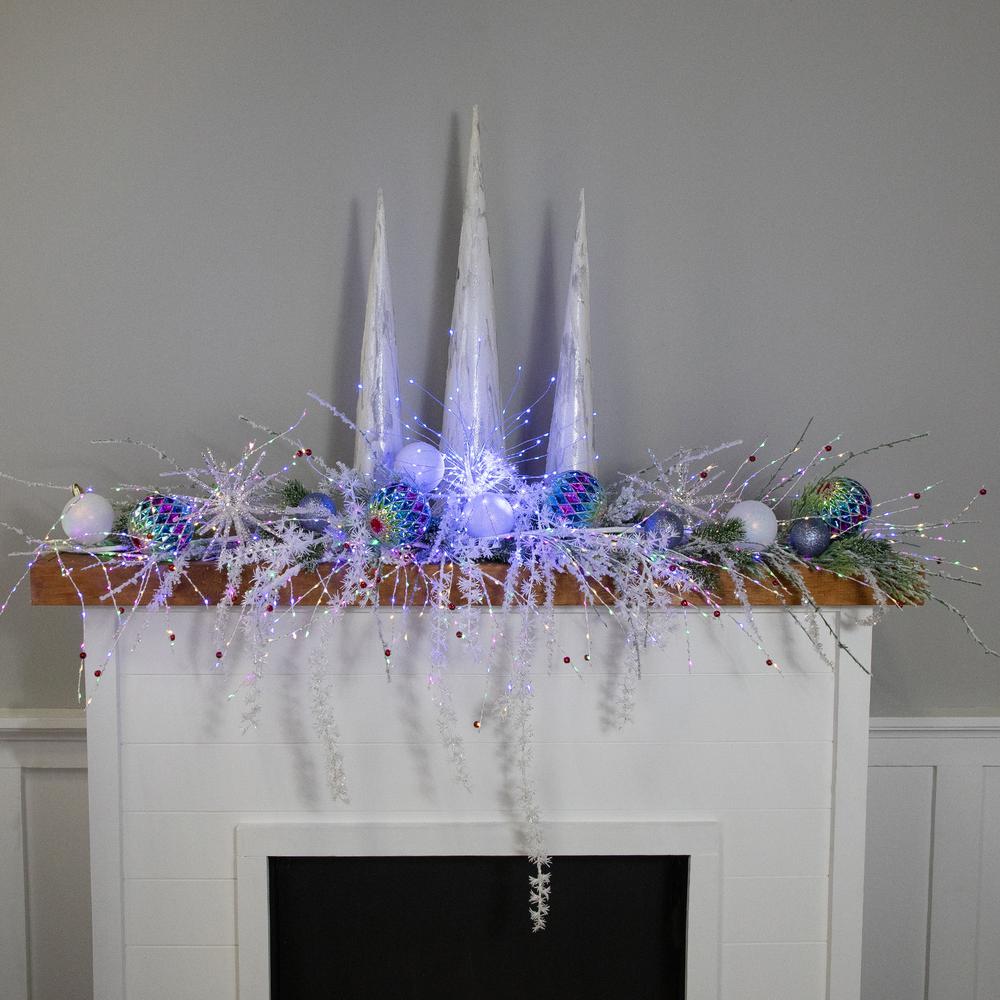 20" LED Lighted Firework Silver Branch Christmas Decoration - Blue Lights. Picture 2