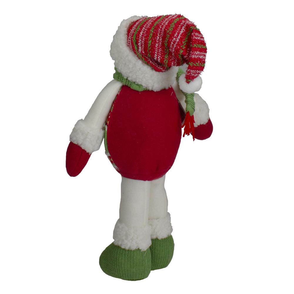17.5" Red and Green Jolly Plush Snowman Christmas Figure. Picture 6