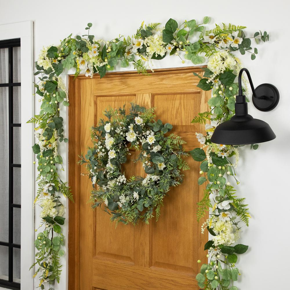 Hydrangea and Eucalyptus Artificial Floral Spring Garland - 5'. Picture 6