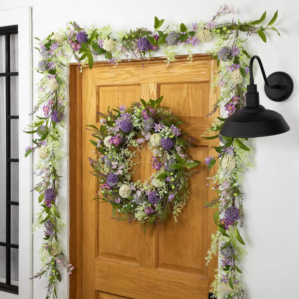 Wildflower and Berry Spring Garland - 5' - Purple. Picture 5