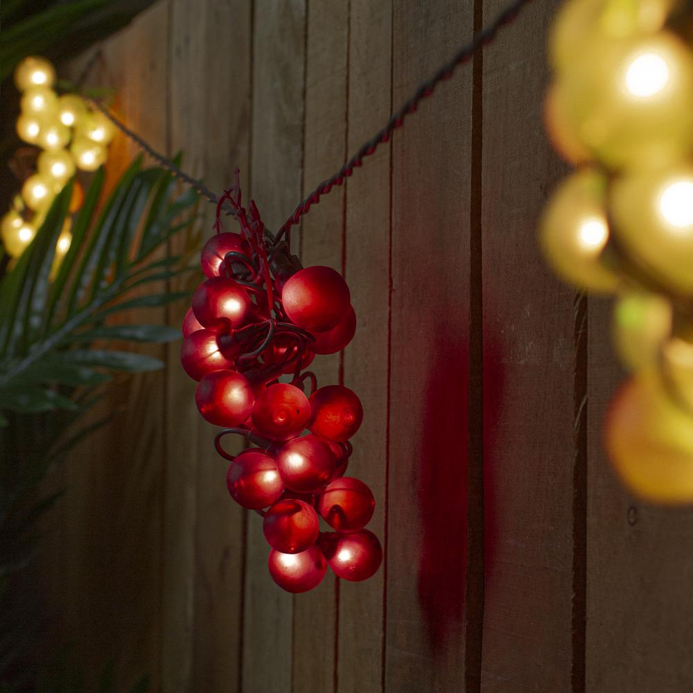 5-Count Red and Green Grape Cluster String Light Set  8ft Brown Wire. Picture 3