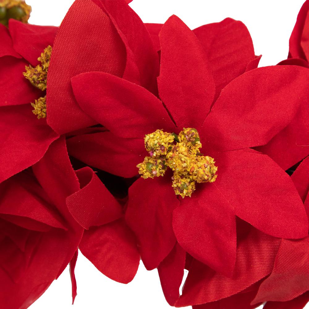 6' x 3" Red Artificial Poinsettia Floral Christmas Garland - Unlit. Picture 6