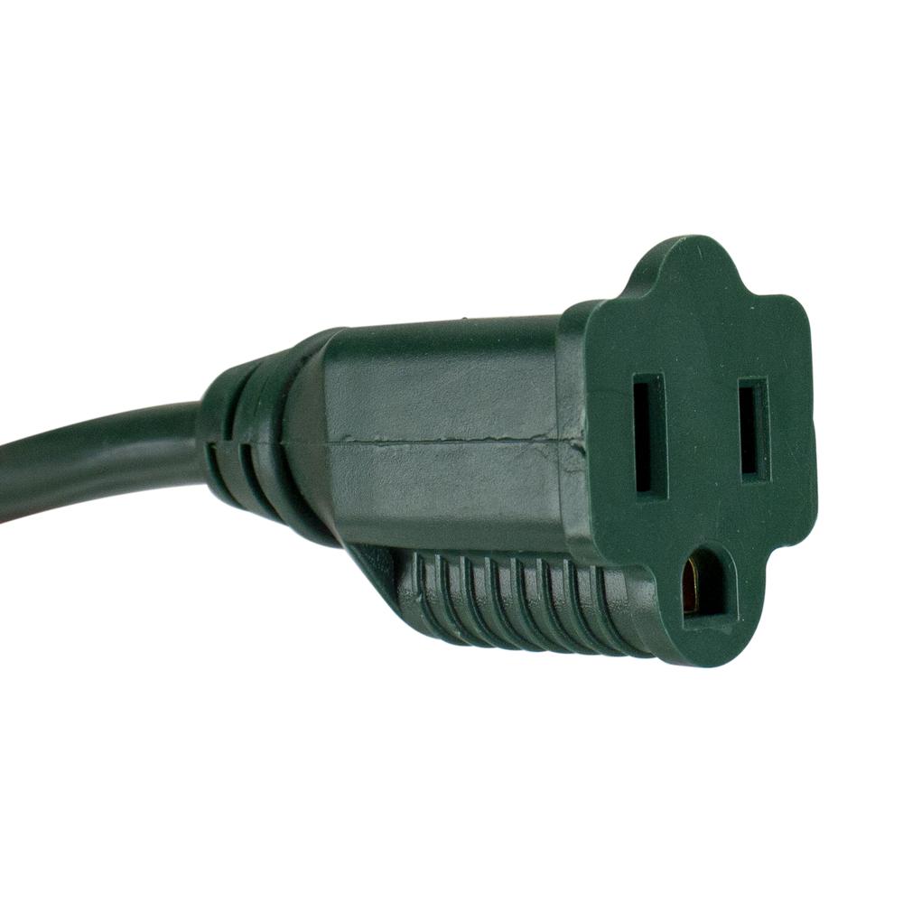12ft Green 3-Prong Outdoor Commercial Extension Power Cord with Outlet Block. Picture 2
