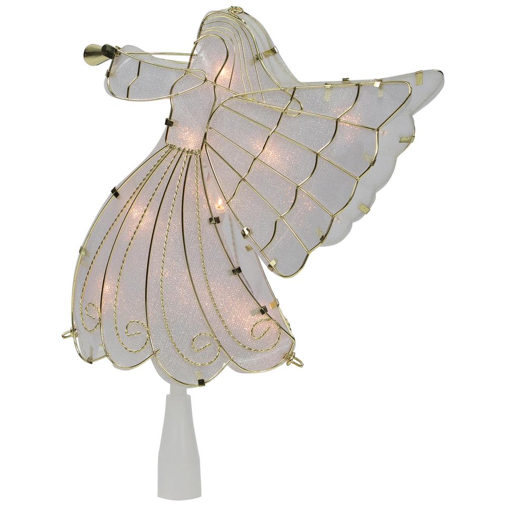 10" Gold Angel Tree Topper  Warm White Lights. Picture 6