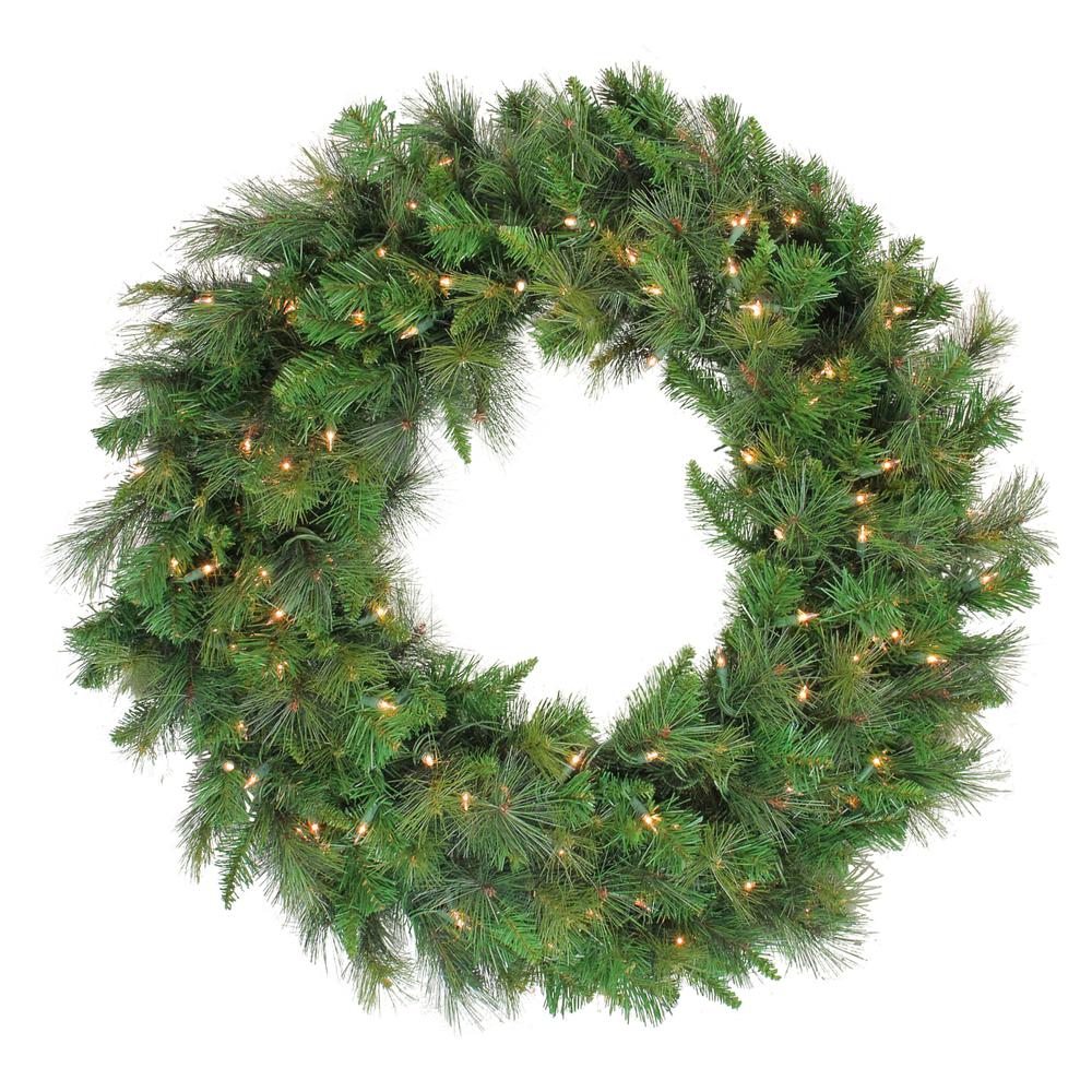 Mixed Canyon Pine Artificial Christmas Wreath - 24-Inch  Clear Lights. Picture 1