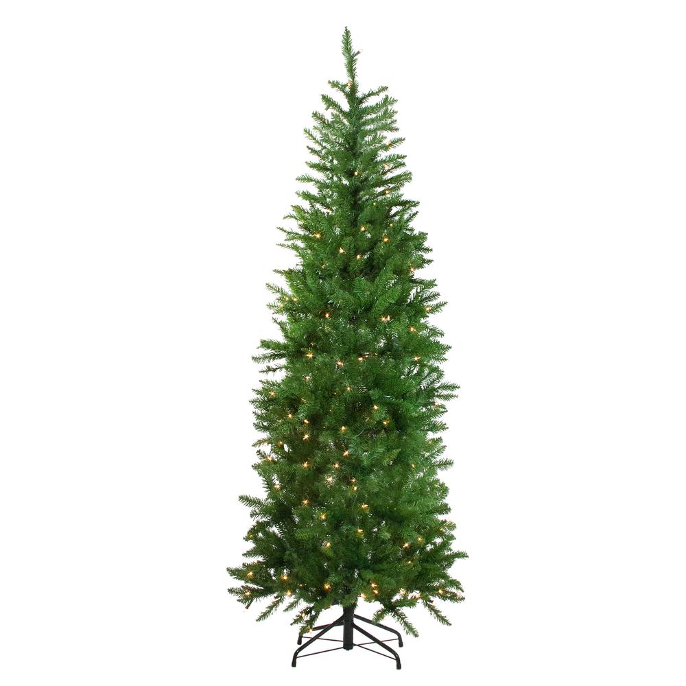 6.5' Pre-Lit Pencil River Fir Artificial Christmas Tree - Clear Lights. Picture 1