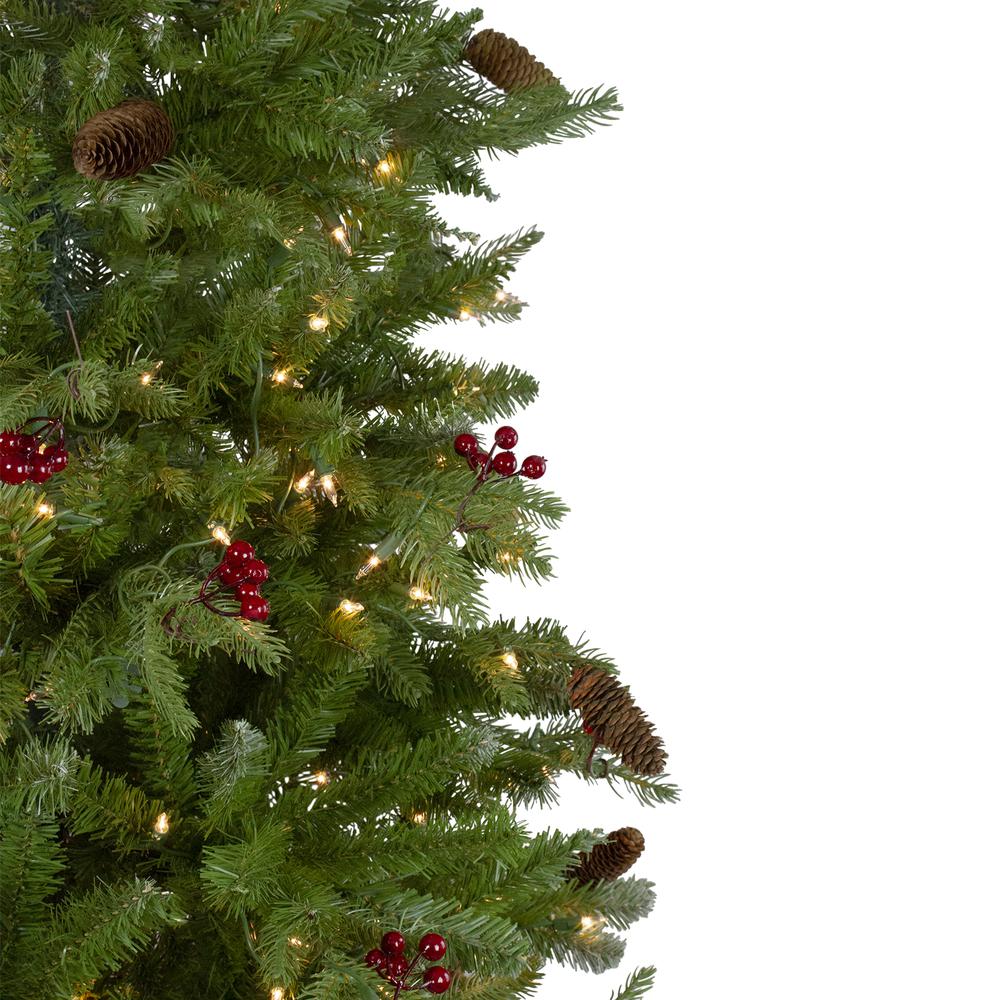 Medium Mixed Winter Berry Pine Artificial Christmas Tree - 7.5' - Clear Lights. Picture 6
