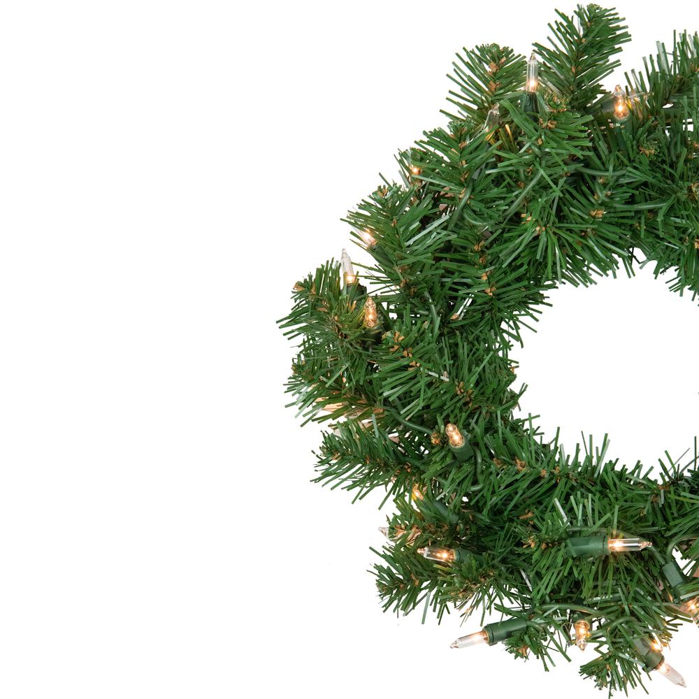 Pre-Lit Deluxe Dorchester Pine Artificial Christmas Wreath 12-Inch Clear Lights. Picture 2