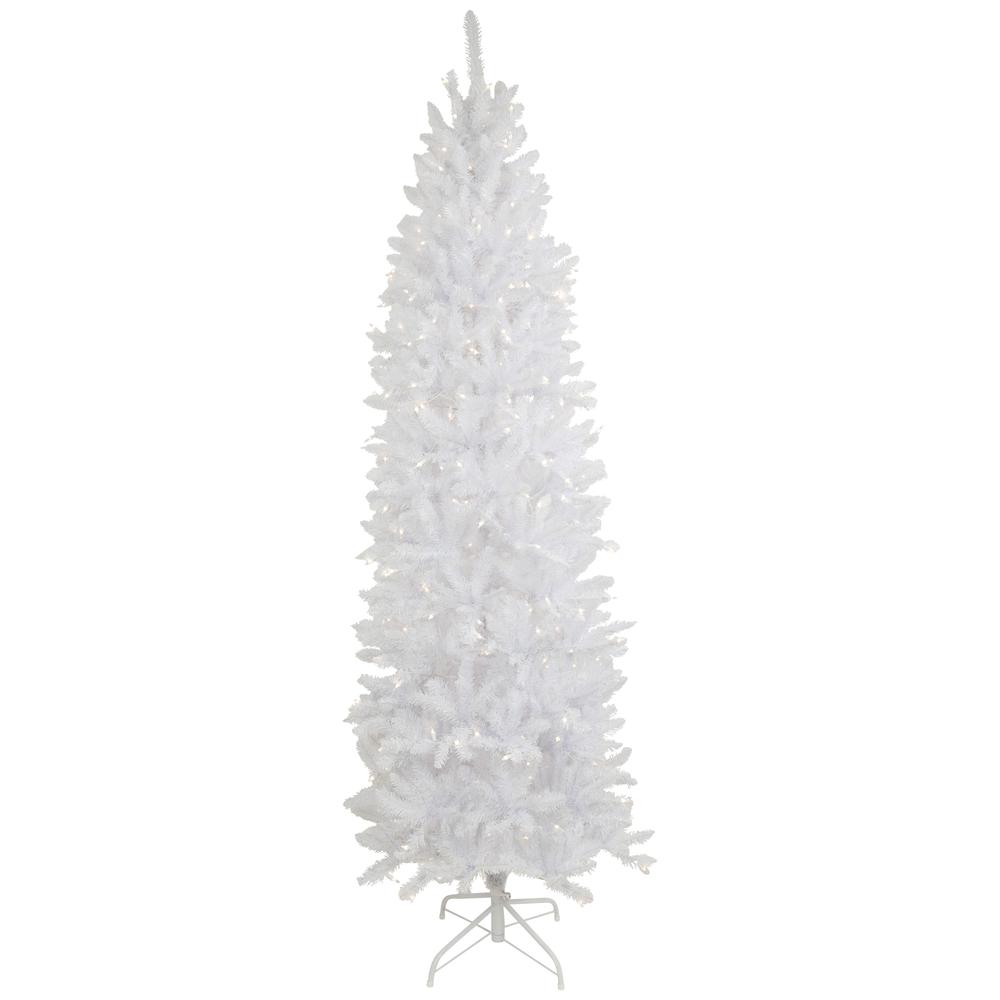 9' Pre-Lit Rapids White Pine Pencil Artificial Christmas Tree  Clear Lights. Picture 1