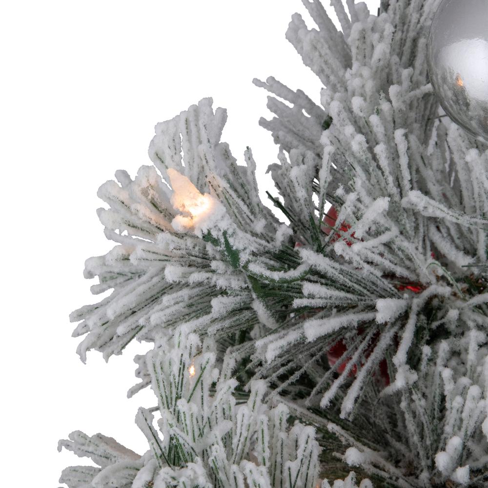 4' Potted Snowy Bristle Pine Flocked Artificial Christmas Tree Clear Lights. Picture 6