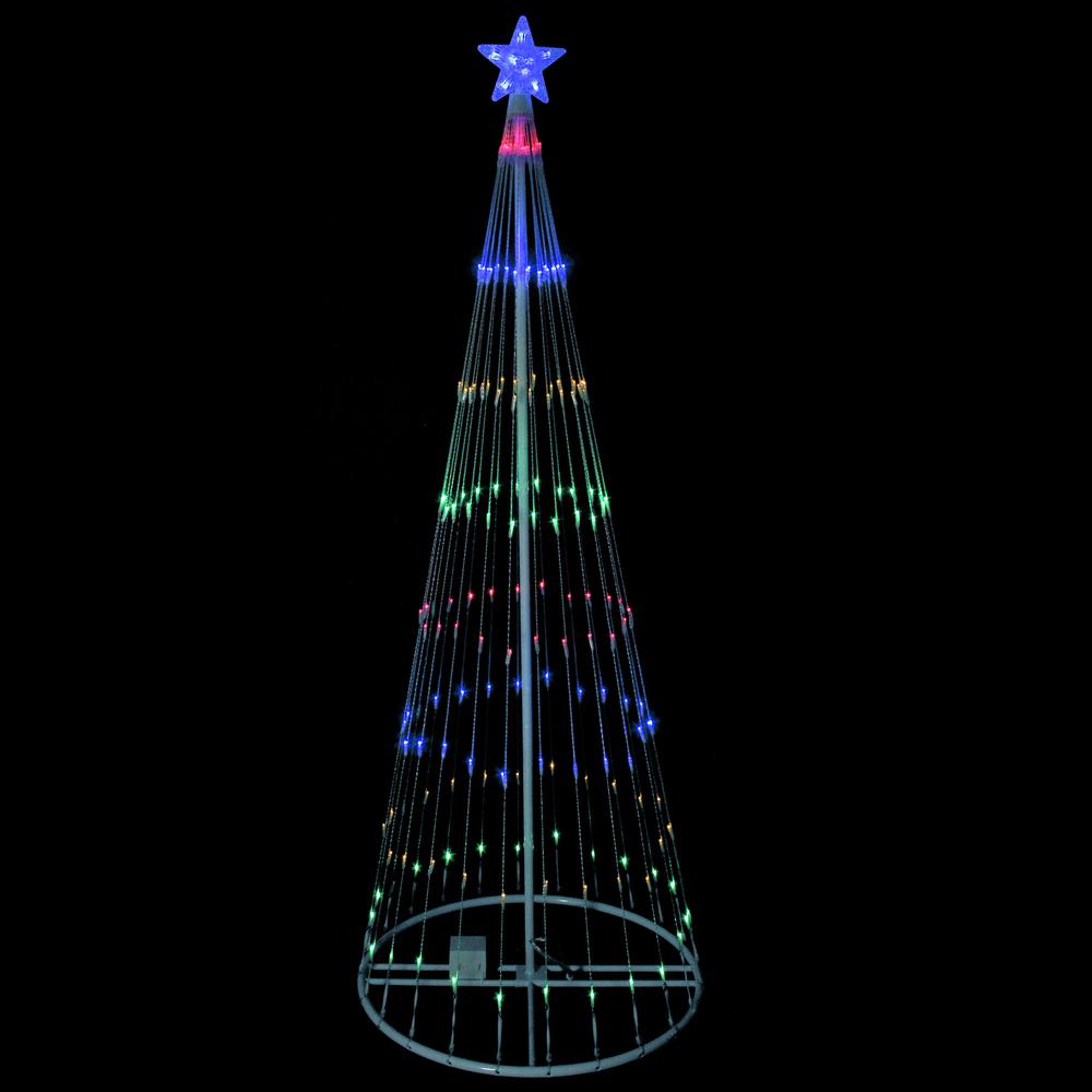 9' Multi-Color LED Lighted Show Cone Christmas Tree Outdoor Decoration. Picture 1