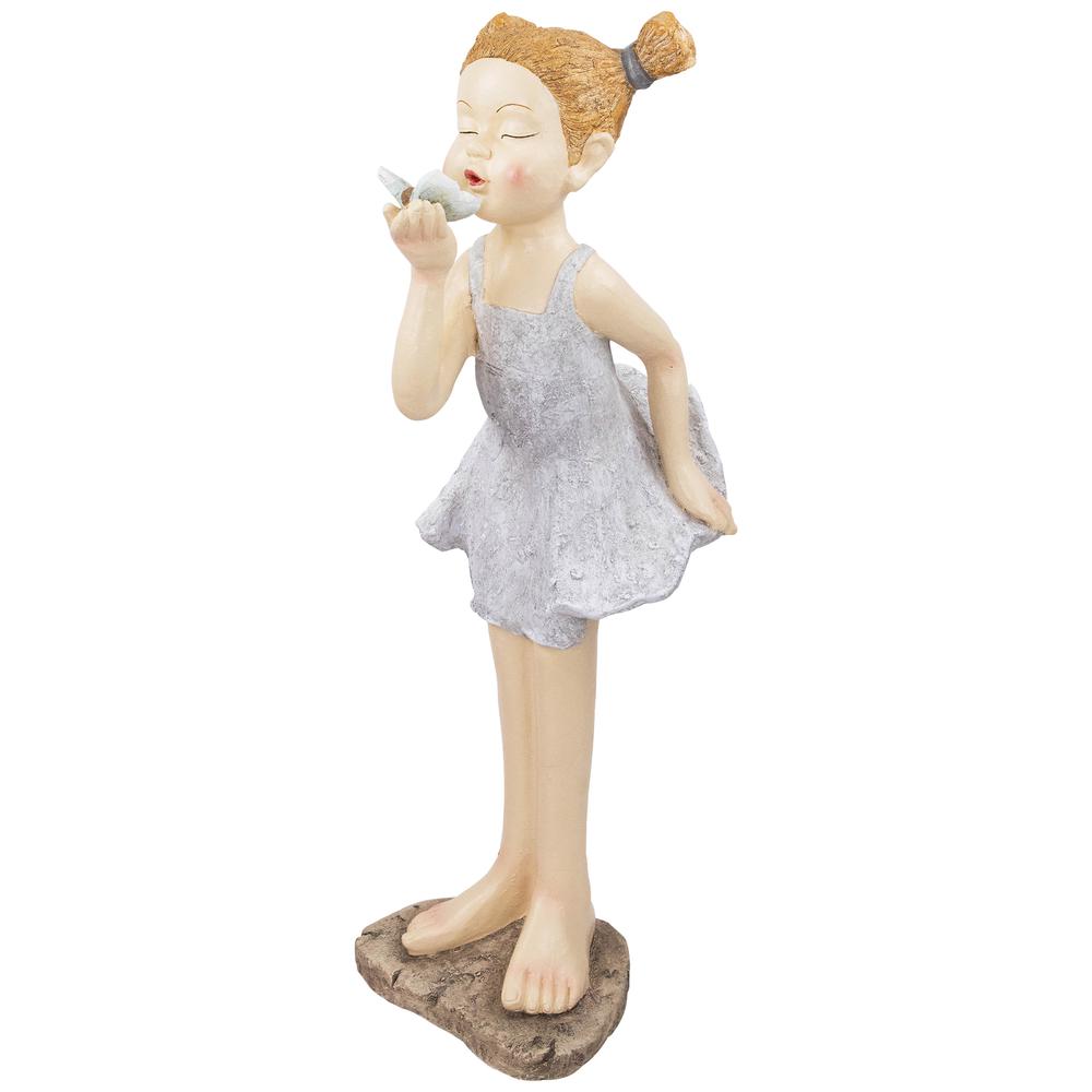 Girl with Butterfly Outdoor Garden Statue - 29". Picture 4