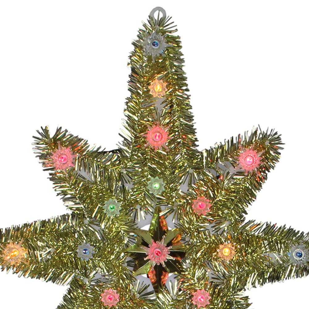 21" Lighted Gold Star of Bethlehem Christmas Tree Topper - Multicolor Lights. Picture 6