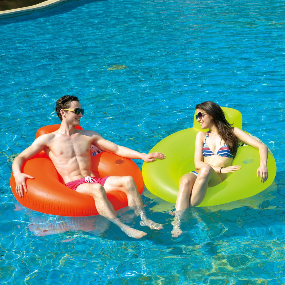48'' Orange Inflatable Inner Tube Water Pool Sofa Lounger Float. Picture 2
