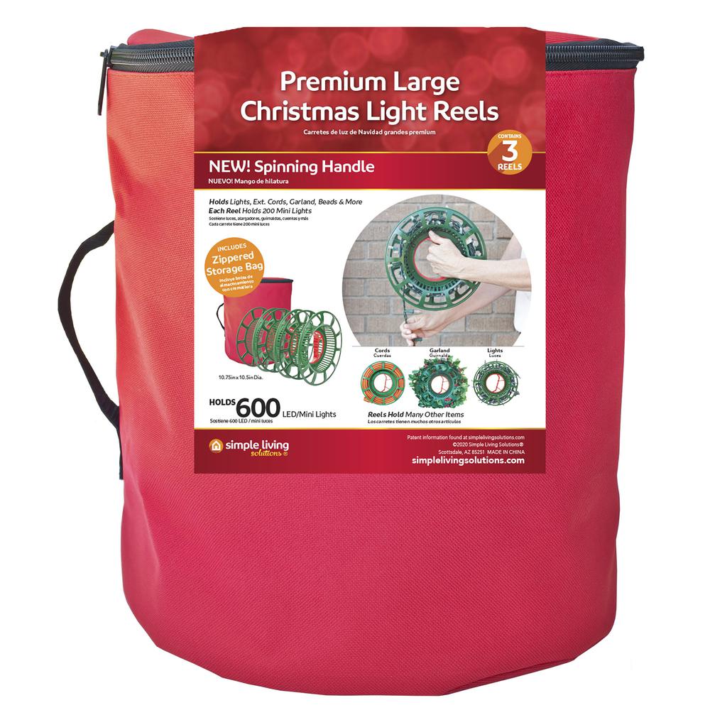 Large 3 Reel Red Christmas Light Storage Bag. Picture 6