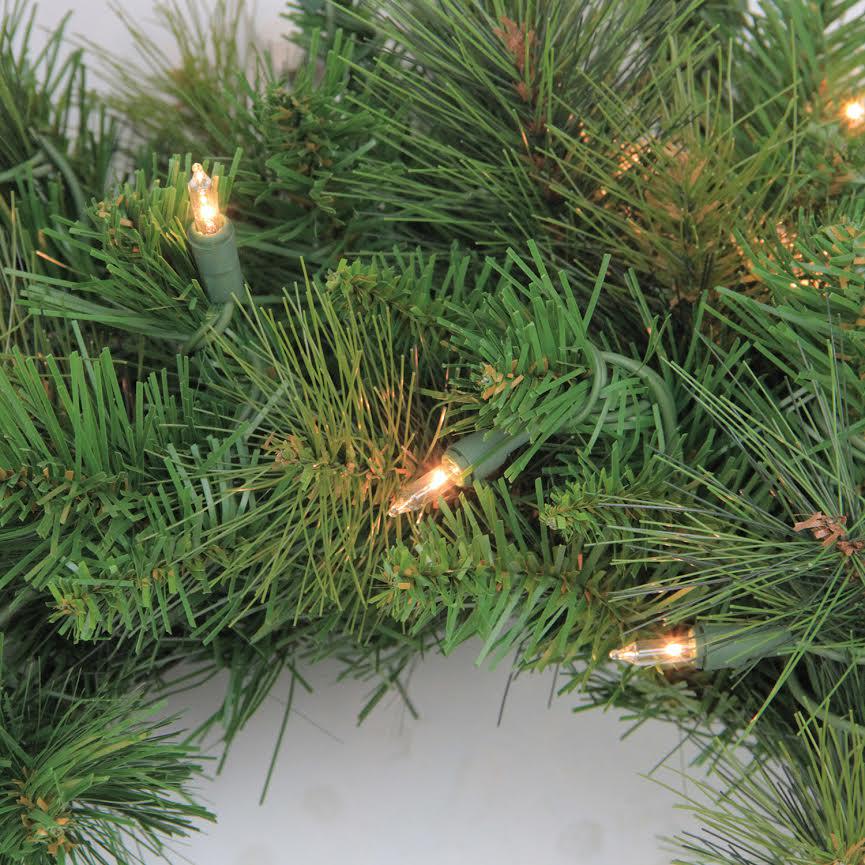 Mixed Canyon Pine Artificial Christmas Wreath - 24-Inch  Clear Lights. Picture 2