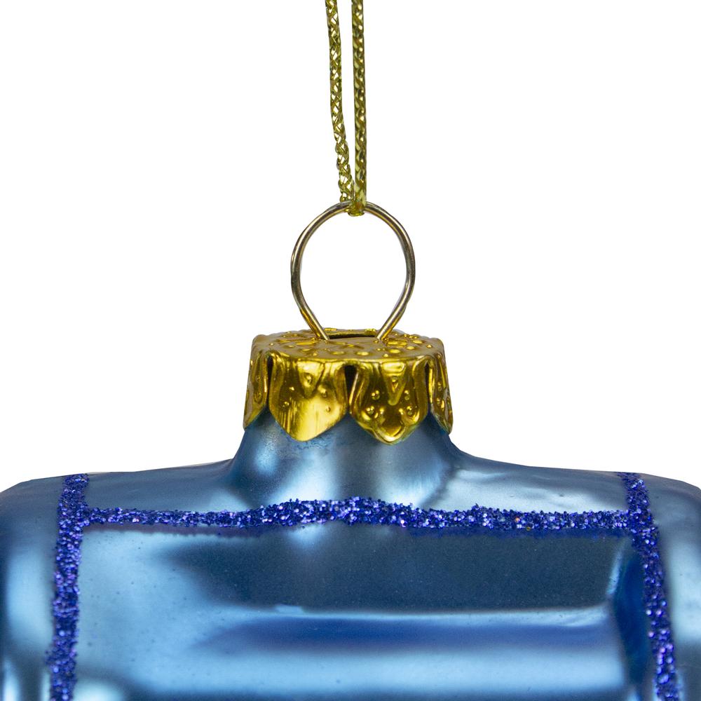 4.5" Shiny Blue Glittered Express Mail USPS Mailbox Glass Christmas Ornament. Picture 6