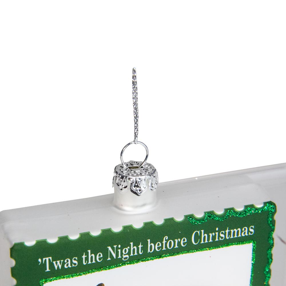 3.5" Green USPS Santa "Twas The Night Before Christmas" Glass Christmas Ornament. Picture 6