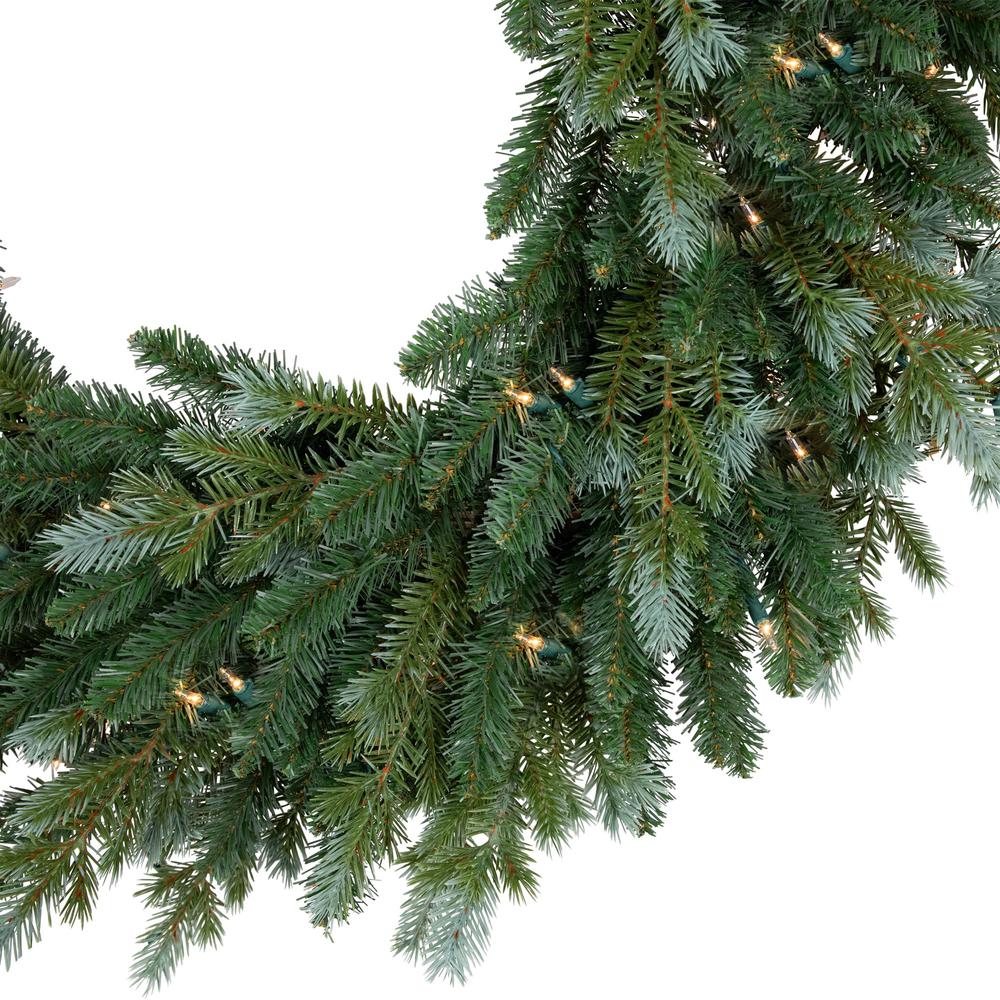 Pre-Lit Blue Spruce Artificial Christmas Wreath  36-Inch  Clear Lights. Picture 3