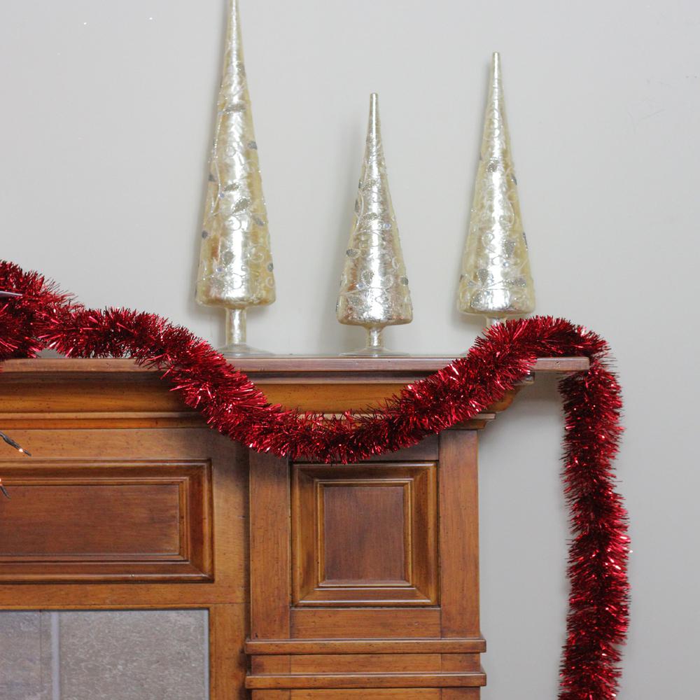 50' x 2.5" Red Tinsel Artificial Christmas Garland - Unlit. Picture 3