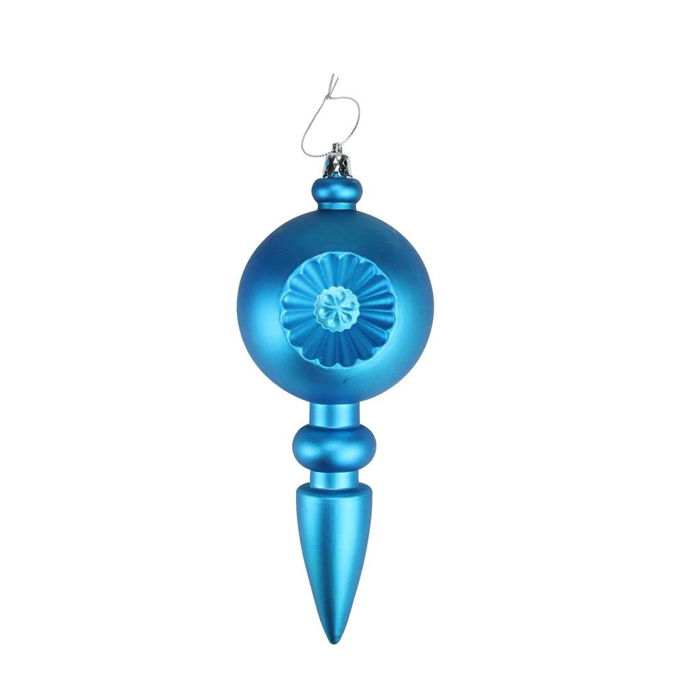 4ct Turquoise Blue Shatterproof Matte Retro Reflector Christmas Finial Ornaments 7.5". The main picture.