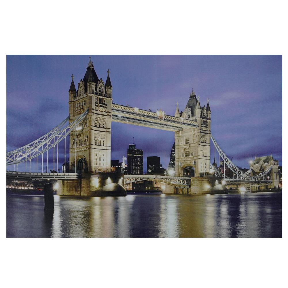 LED Lighted Famous London Bridge Canvas Wall Art 15.75" x 23.5". The main picture.