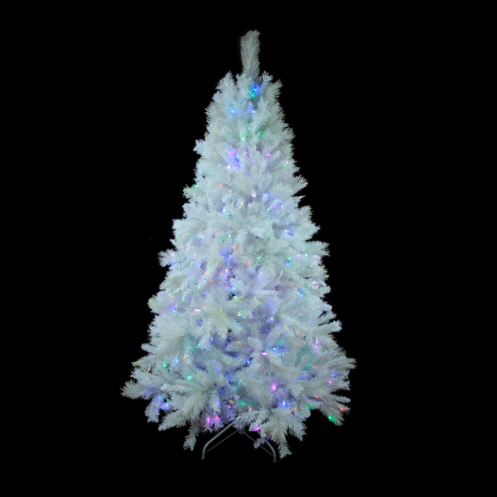 6.5' White Medium Pine Christmas Tree - Multi Function LED Lights. Picture 4