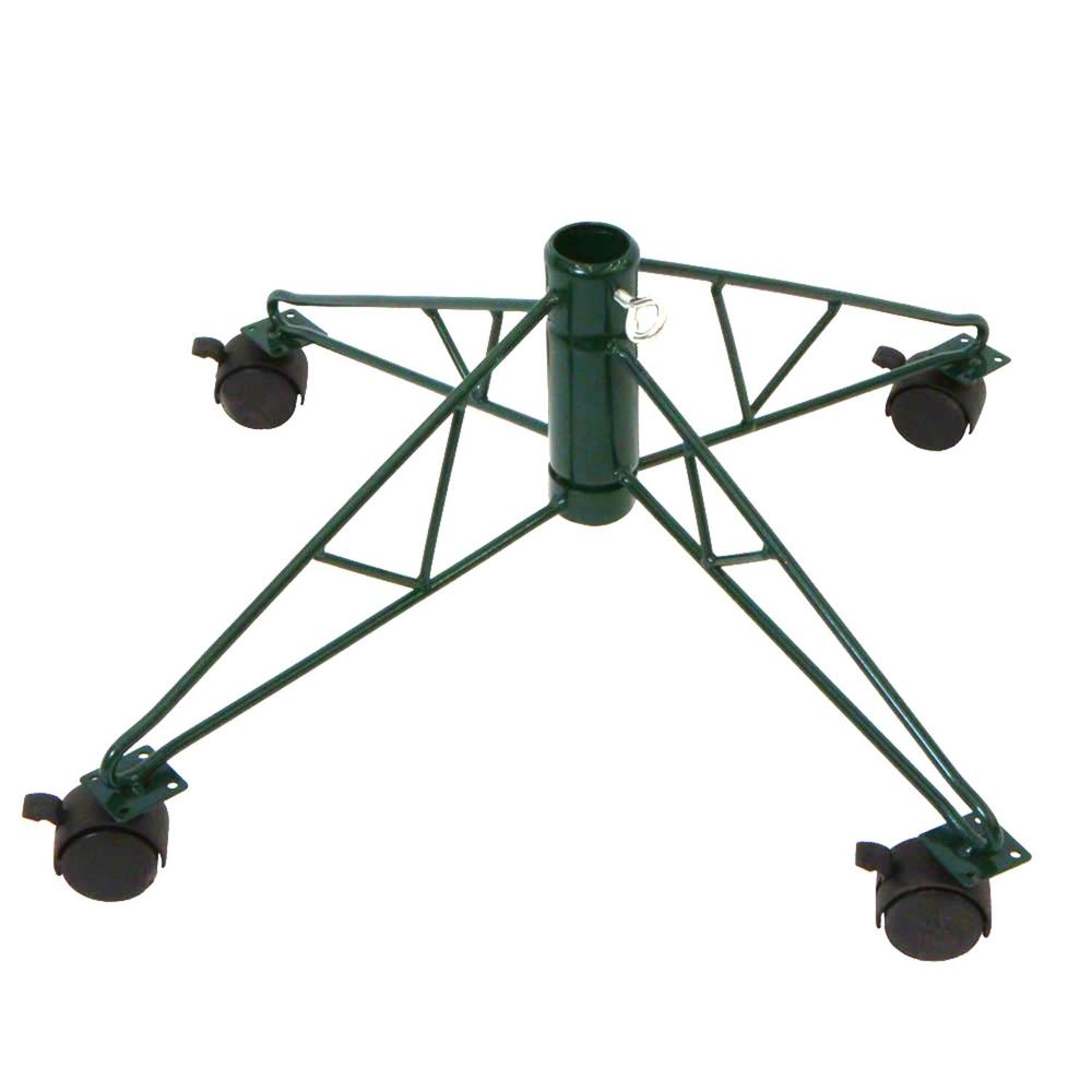 Green Metal Rolling Christmas Tree Stand for 6.5' - 7.5' Artificial Trees. The main picture.