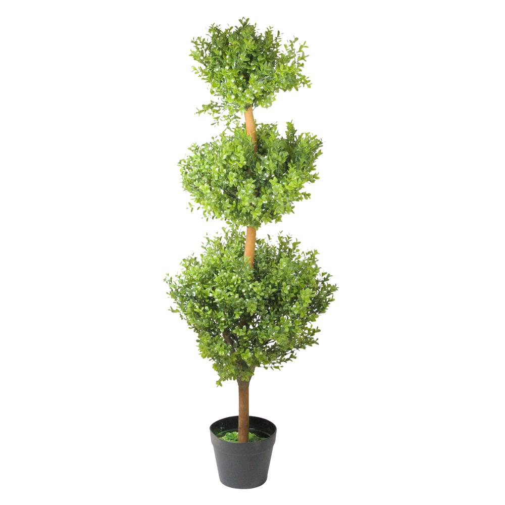 3.75' Potted Two-Tone Murraya Artificial Triple Ball Topiary Christmas Tree - Unlit. Picture 1