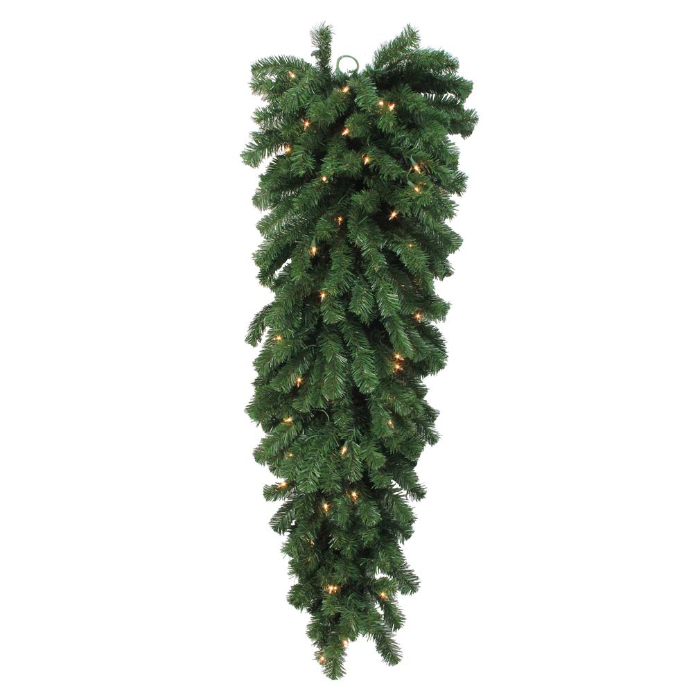 54" Deluxe Windsor Pine Artificial Christmas Teardrop Swag - Clear Lights. Picture 1