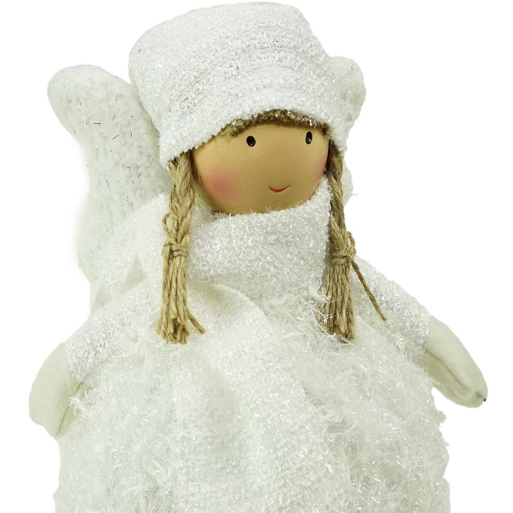 24" Snowy Woodlands Plush White Angel Bobble Girl Christmas Figure. Picture 2