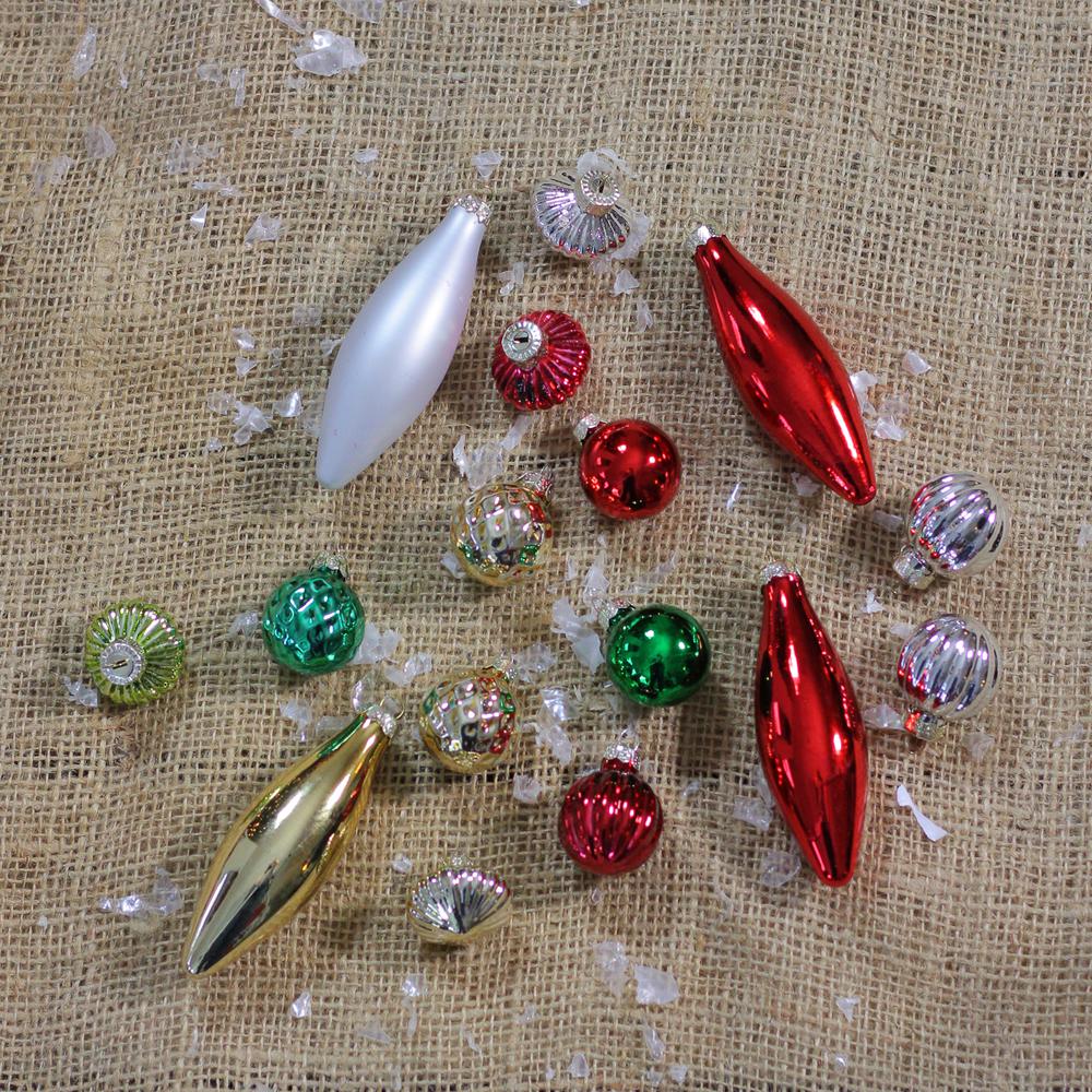 16ct Red and Green Traditional Finial Christmas Ornaments 4" (101mm). Picture 2