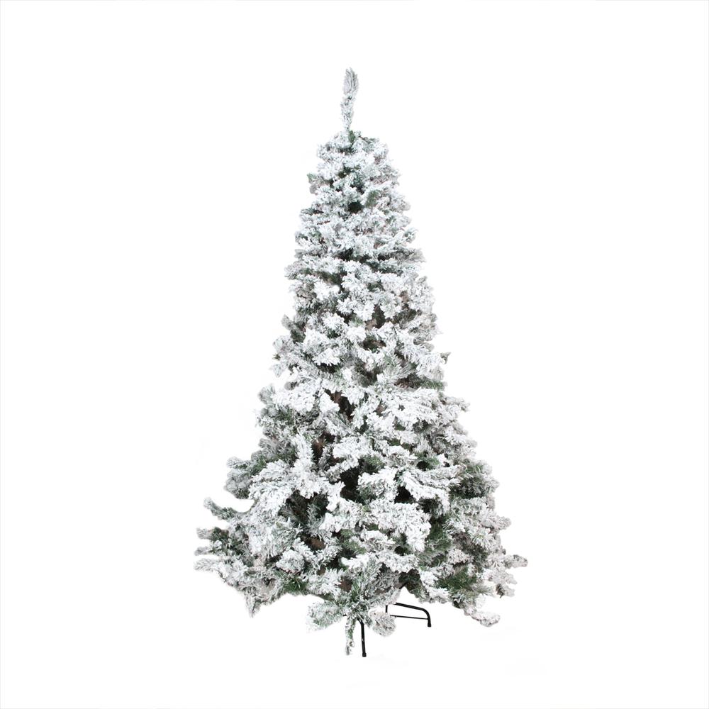 7.5' Green Heavily Flocked Pine Medium Artificial Christmas Tree - Unlit. Picture 1