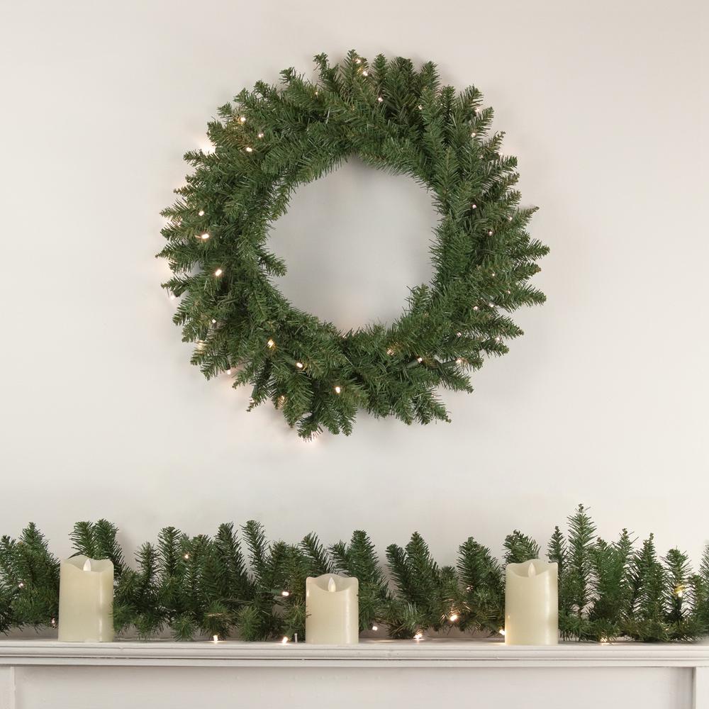 Pre-Lit Winona Fir Artificial Christmas Wreath  30-Inch  Warm White LED Lights. Picture 2