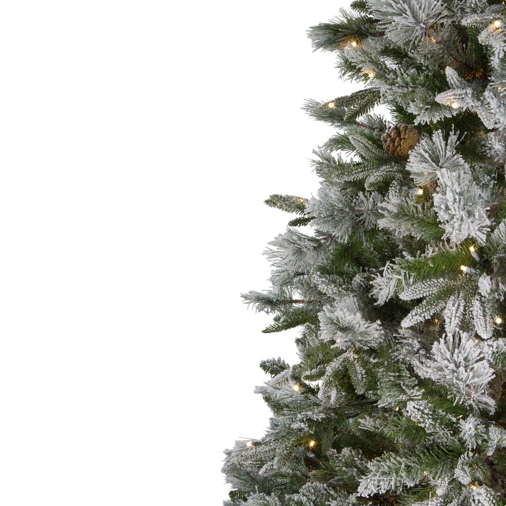 9' Flocked Rosemary Emerald Angel Pine Christmas Tree - Clear LED Lights. Picture 5
