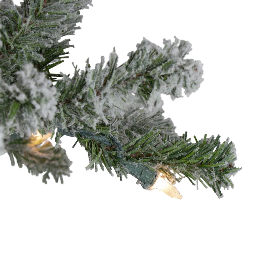7' Pre-Lit Pencil Flocked Alpine Artificial Christmas Tree - Clear Lights. Picture 3