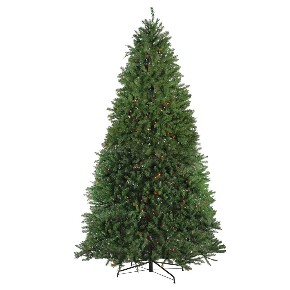 9' Pre-Lit Full Northern Pine Artificial Christmas Tree - Multicolor Lights. Picture 1