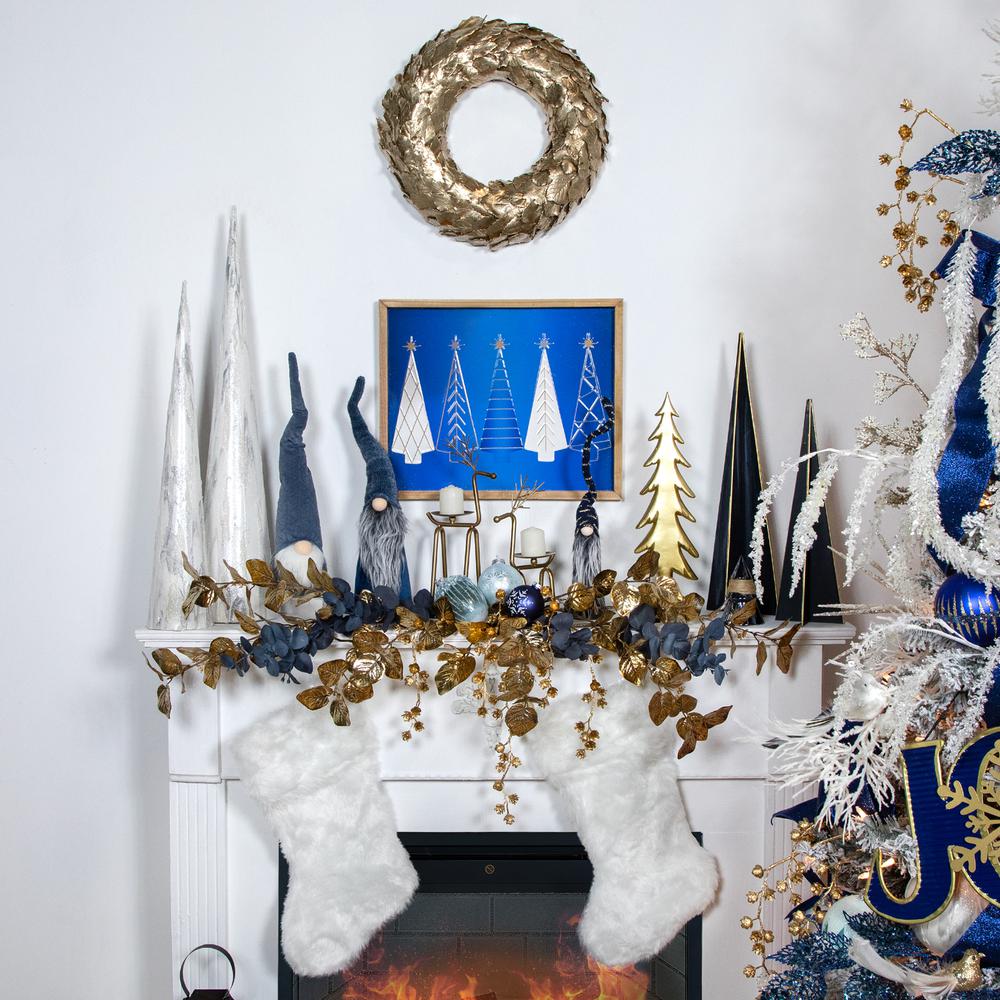 4.5" Blue Glittered Mercury Glass Pine Cone Christmas Ornament. Picture 4