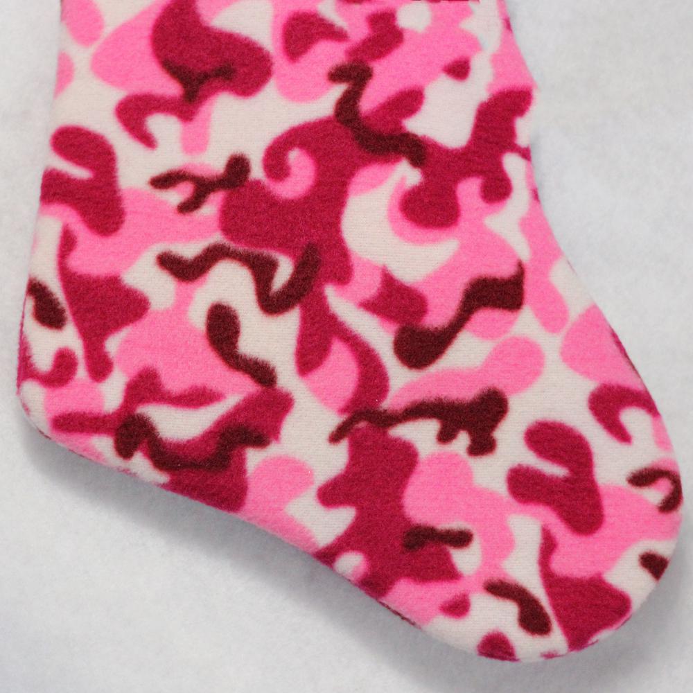 15.75" Pink and Brown Camouflage Christmas Stocking with Cuff. Picture 3
