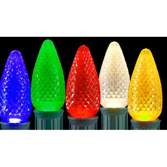 Club Pack of 25 Faceted Transparent Multi LED C9 Christmas Replacement Bulbs. Picture 2