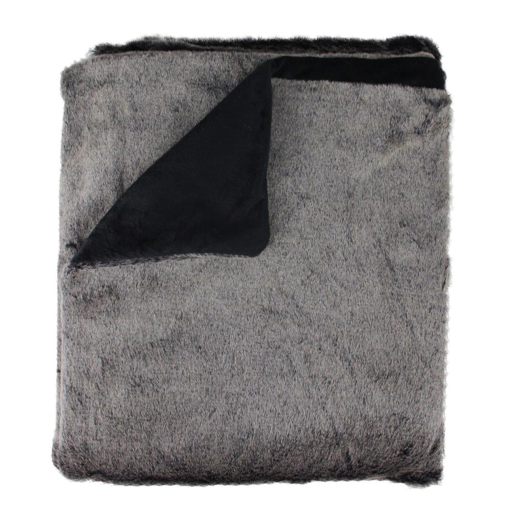 Charcoal Gray Contemporary Solid Plush Throw Blanket 50" x 60". Picture 2