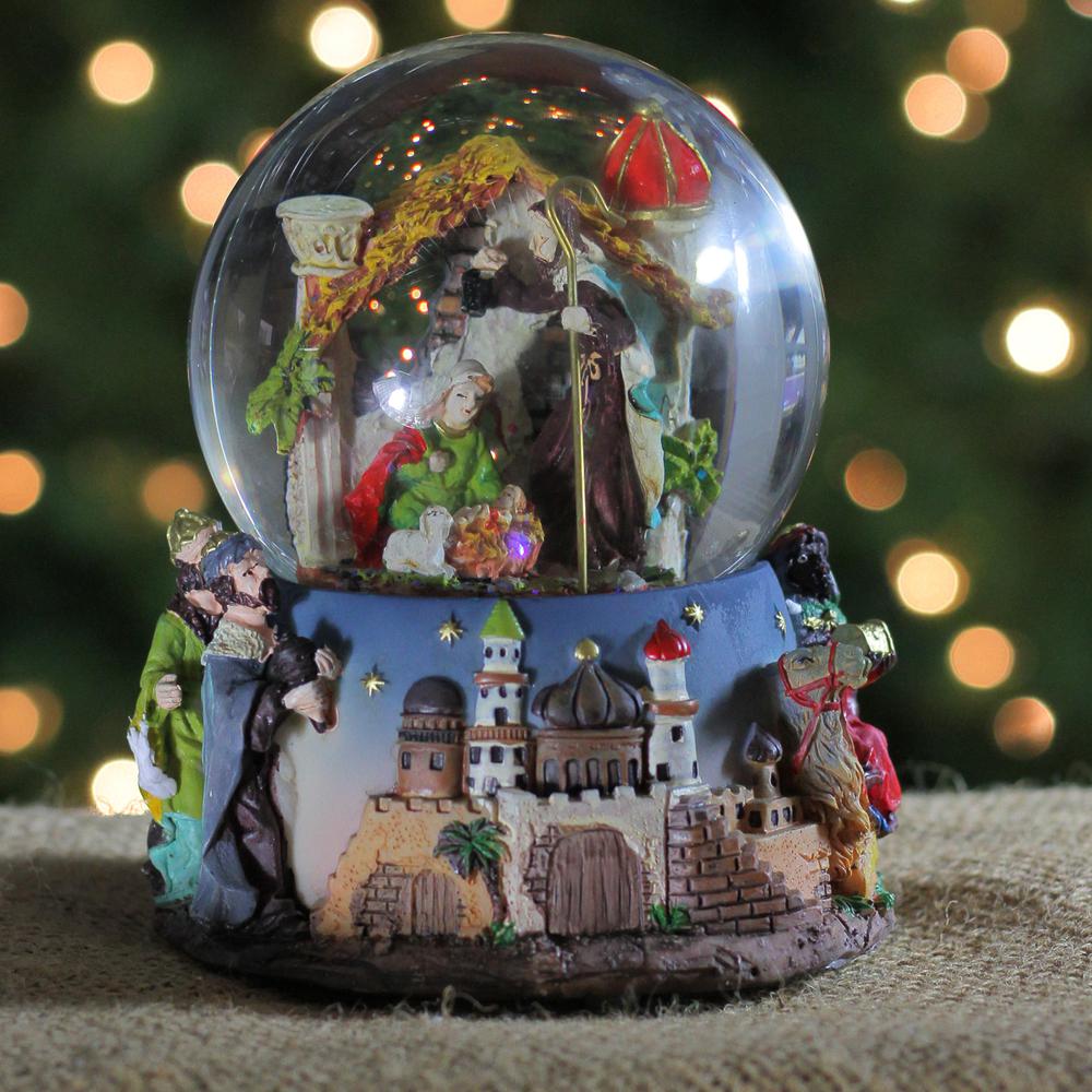 6" Nativity Manger Scene Religious Musical Christmas Snow Globe. Picture 4