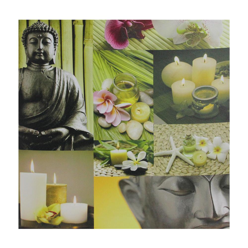 LED Lighted Buddha Collage Canvas Wall Art 19.75" x 19.75". Picture 1