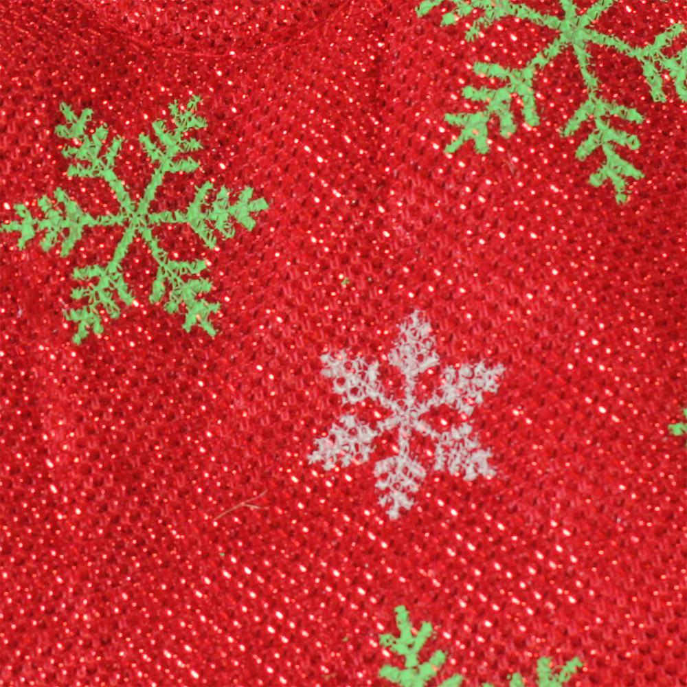 20" Metallic Red with Green and White Snowflakes Mini Christmas Tree Skirt. Picture 2