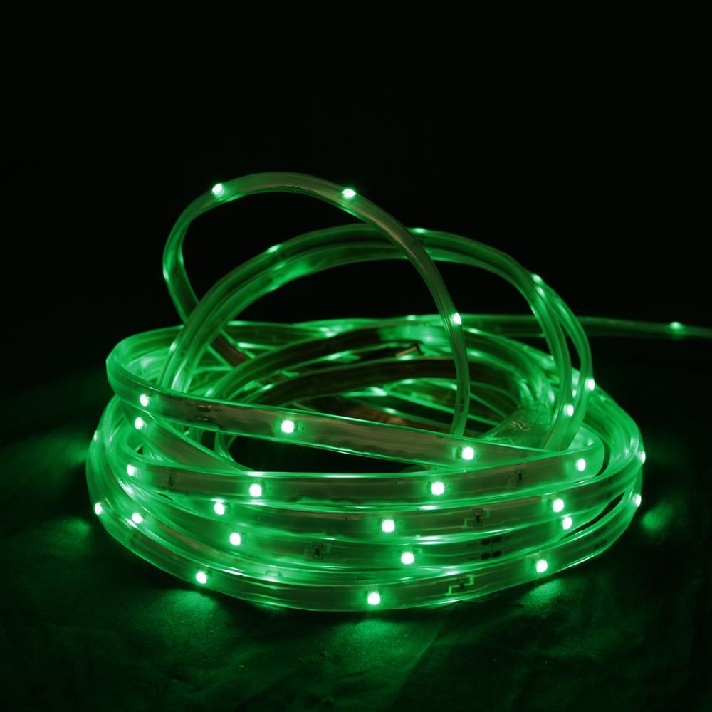 18' Green LED Outdoor Christmas Linear Tape Lighting - White Finish. The main picture.