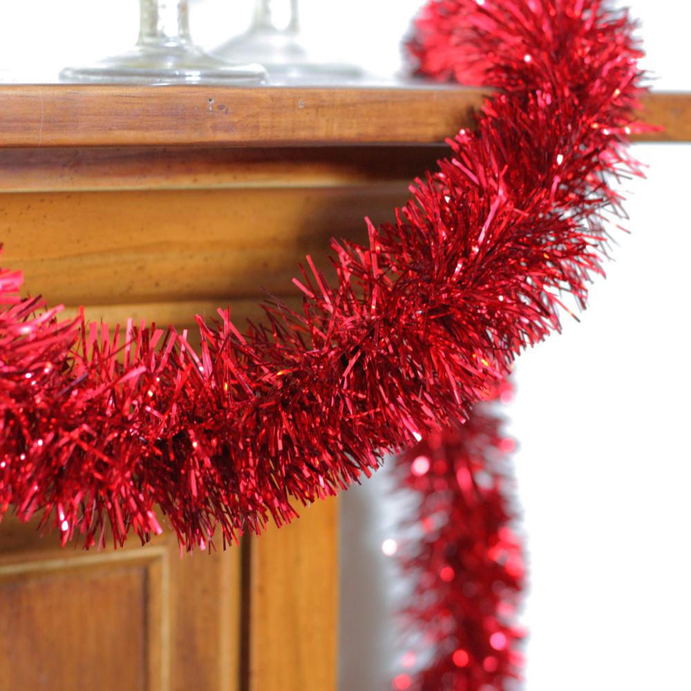 50' x 2.5" Red Tinsel Artificial Christmas Garland - Unlit. Picture 2
